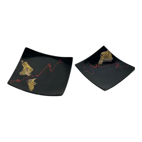 collin fused art glass Trinket tray handcrafted dish signed set of 2 - Picture 13 of 16